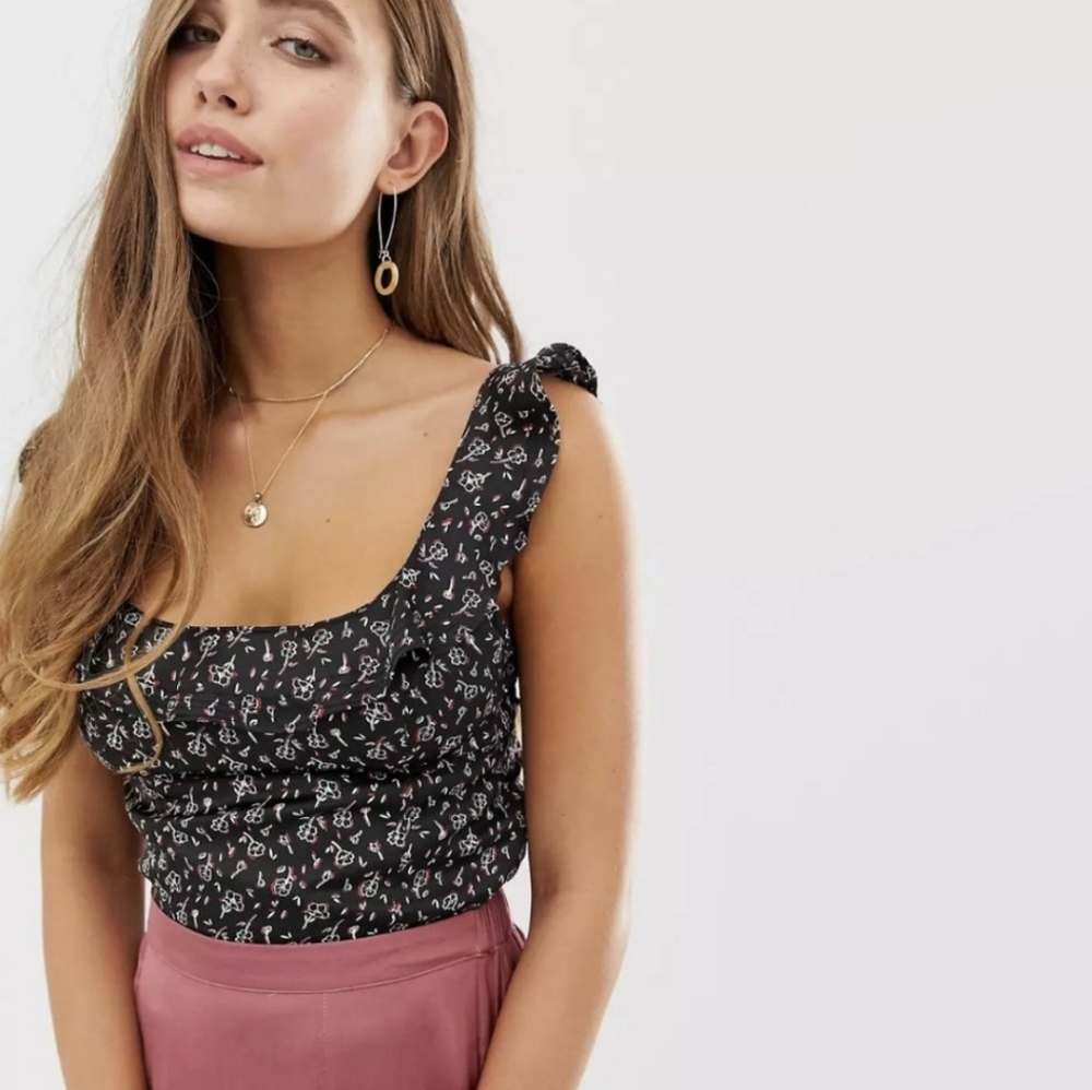 Free people stay with you ruffle tank top